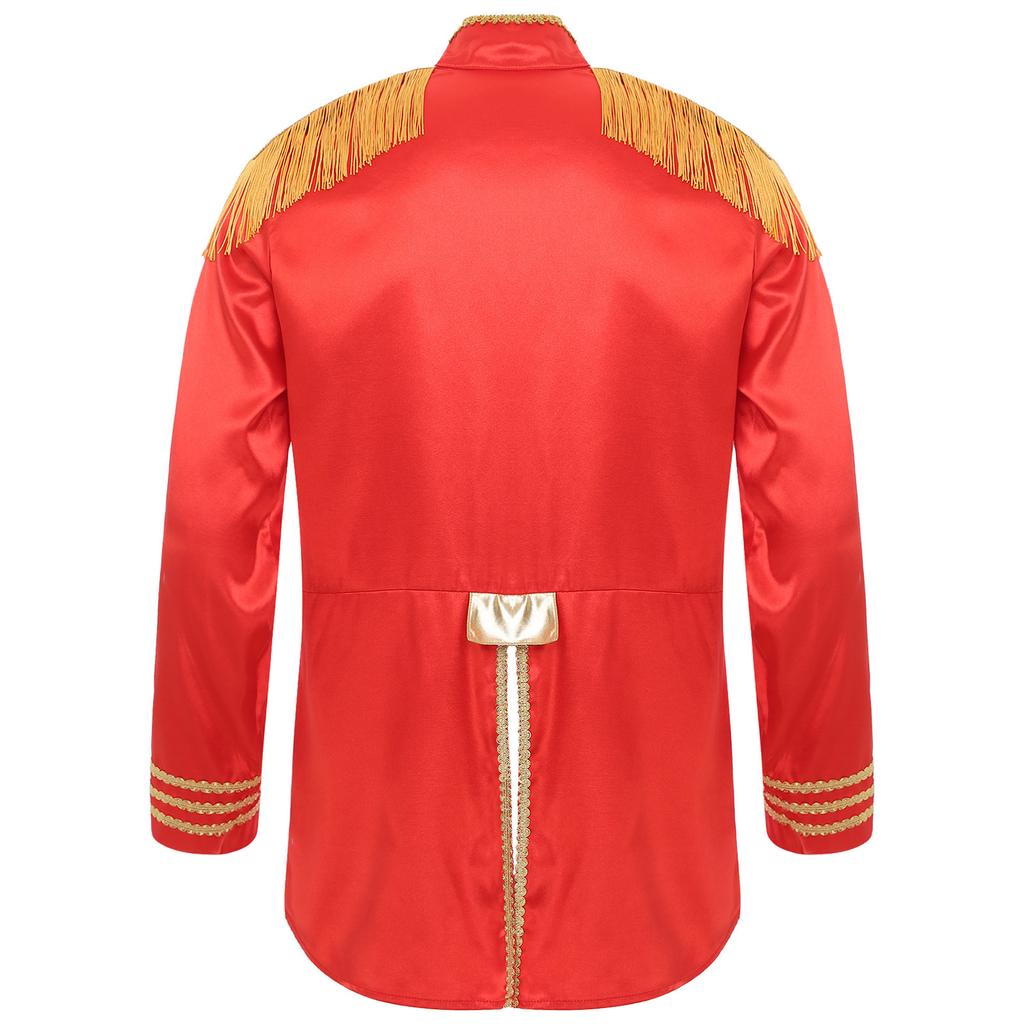 Men's Halloween SGT Sergeant Pepper Costume Jacket Marching Band Rock Man 60s Satin Cardigan Coat