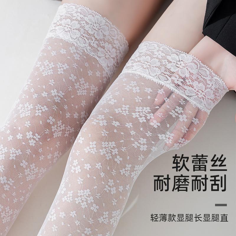 Socks Summer Thin Cotton Socks Cut-Out Sexy Lace Lace European And American Stockings Breathable Fishnet Gauze Over The Knee Cotton Socks