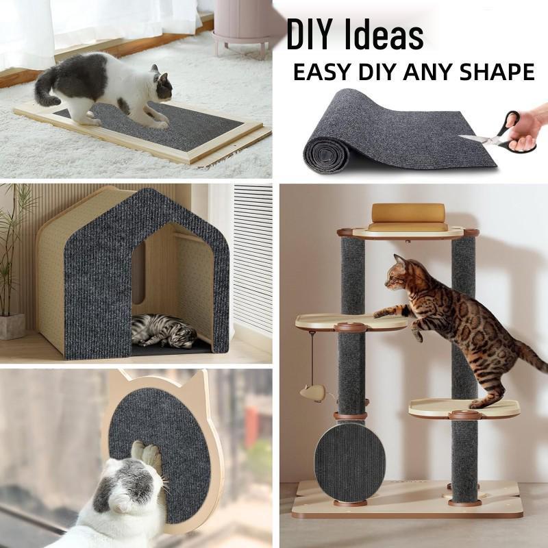 Trimmable Self-Adhesive Cat Tree Carpet Mat for Scratching and Climbing