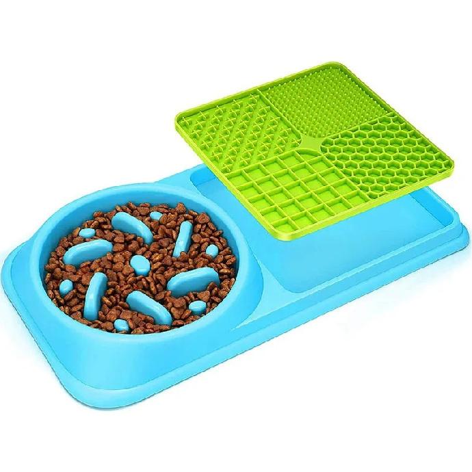 Silicone 2in1 Dog Lick Mat for Dogs Pet Food Plate Slow Eating Bowl Extended Eating Time Convenient Pets Accessories Supplies