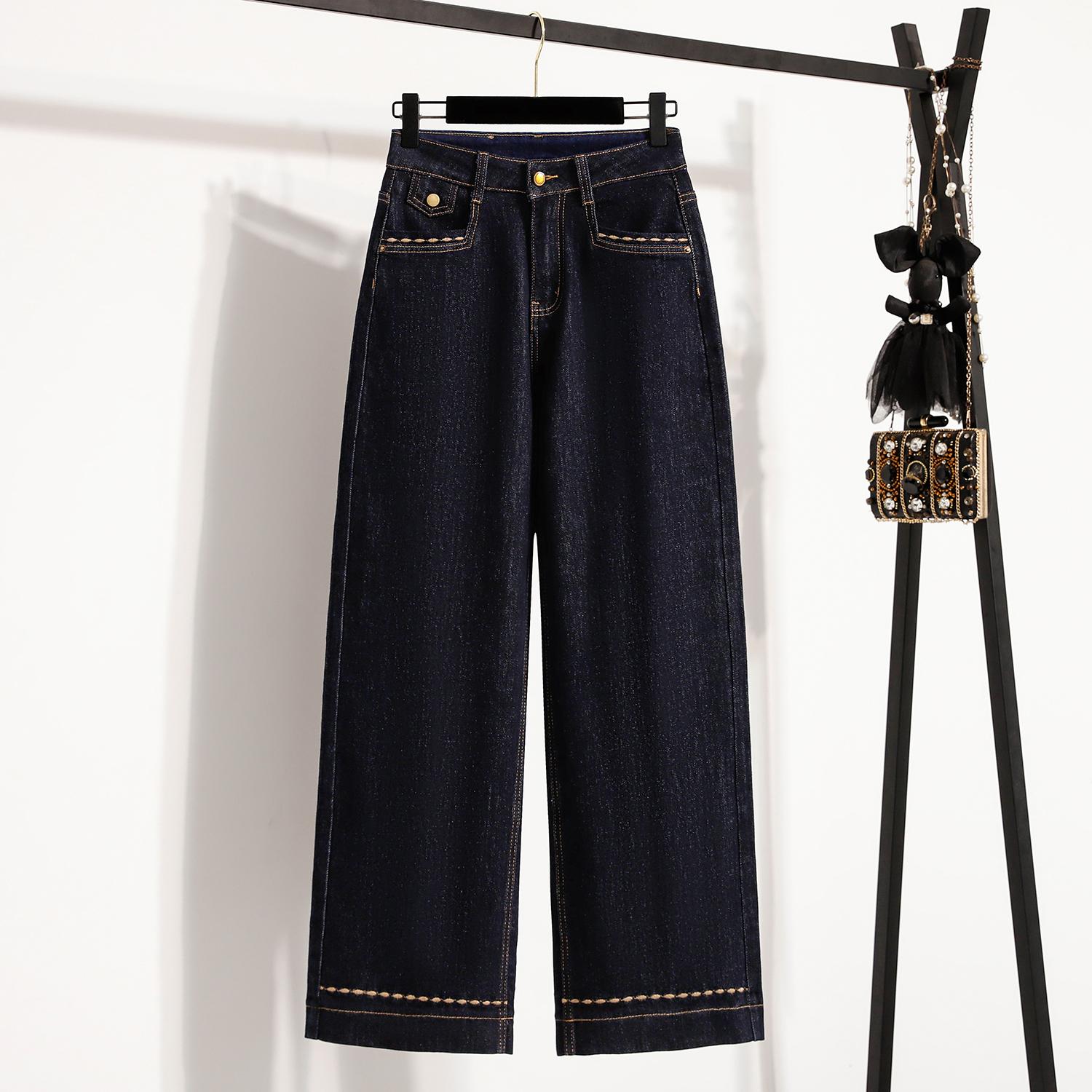 

DIMANAF 2025 Джинсы больших размеров Осень Женские брюки Деним Женские Базовые Синие С высокой талией Оверсайз Модные Новые брюки 5XL 4XL