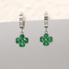 Stainless Steel Zirconia Four-Leaf Clover Hoop Earrings In Titanium Steel - High-End Luxury Style for Women