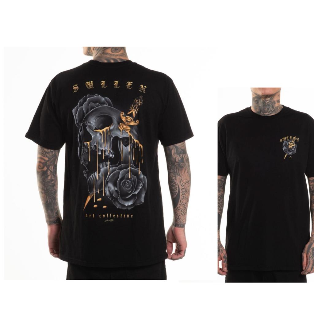 Golden Tears Premium Tattoo Art Street Trendy Fashion Casual TShirt Mens and Womens Luxury Brand Top