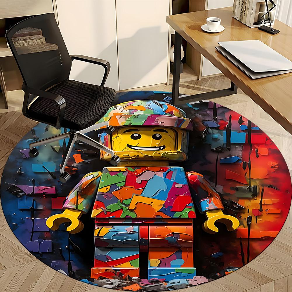 1pz Tappeto Rotondo Lego Art Ufficio, Tappetino da Interno Adatto per Ufficio, Camera da Letto Soggiorno Decorazione Casa, Decorazione Stanza, Offic a0928210