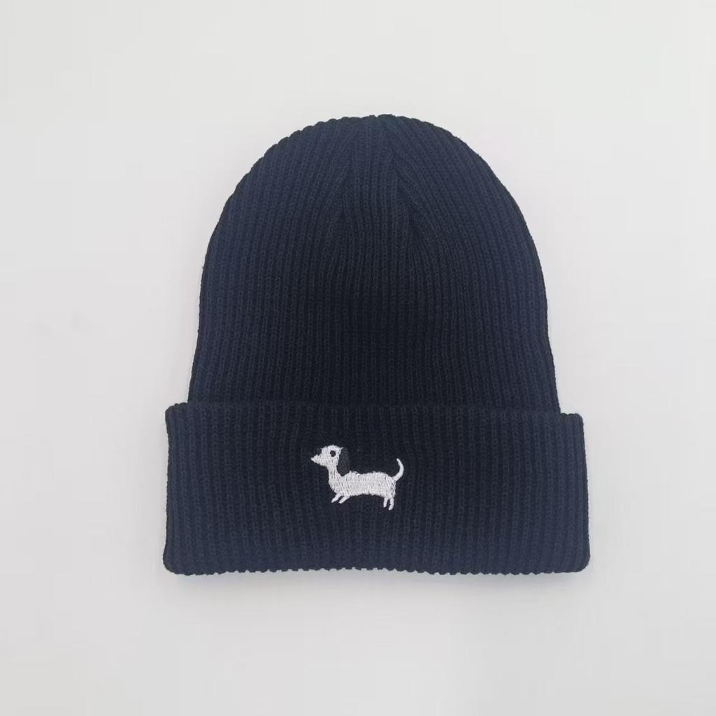 Winter Warm Knit Hat, Korean Style Puppy Embroidery Knit Hat, Men's and Women's Warm Cute Pullover Hat