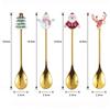 4PCS Set Christmas Stirring Spoon Plated Design Kitchen Utensil Gift  Kitchen Supplies