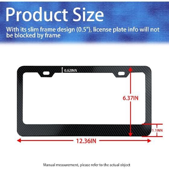 Mandark 2 Stück Kohlefaser Kennzeichenhalter für Autos, Aluminium Kfz-Kennzeichenhalter mit Schrauben, Rostfrei US-Standard Fahrzeug Vorne Hinten