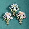 South Korea's new lily brooch women's design enamel corsage coat pin