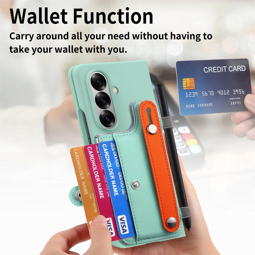 Samsung Z Fold7 Cross-Border Wristband Card Holder Case - Skin-Feel PC Shell with Integrated Film for Z Fold6