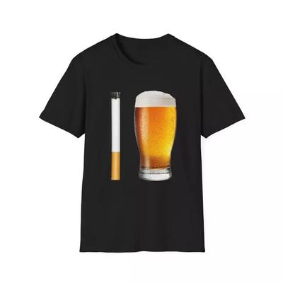 Funny Meme TShirt, Cigarette and Beer Breakfast Combo Unisex Black Shirt Unisex T-Shirt
