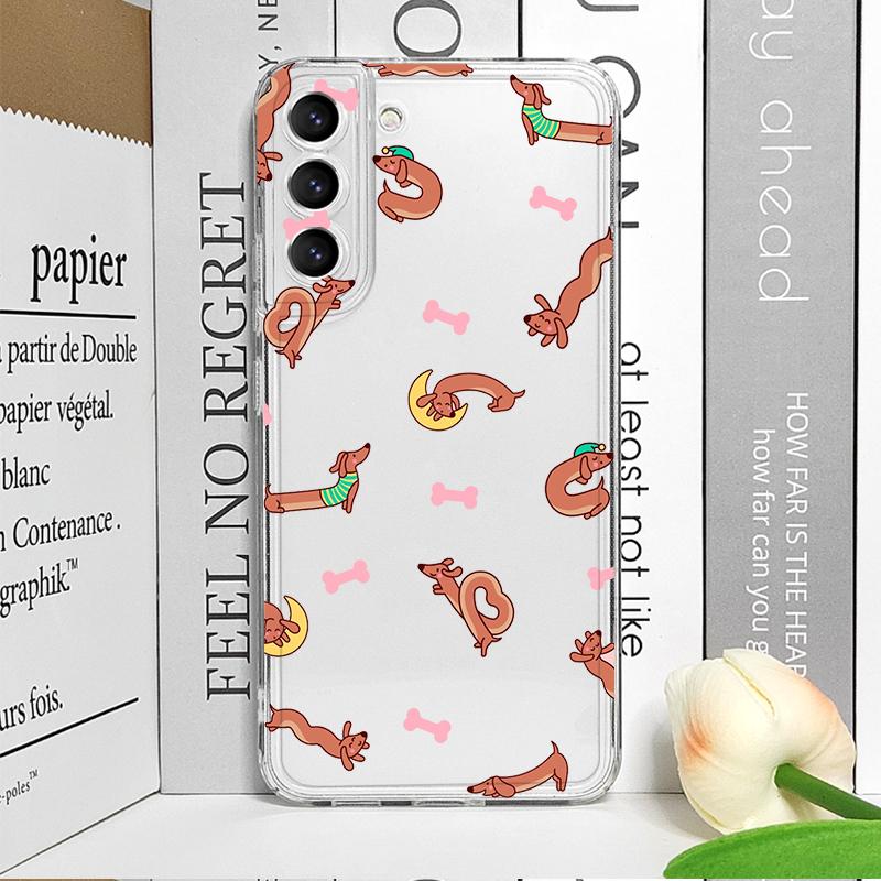 Cute Animal Cartoon Dachshund Dog Clear Phone Case for Vivo 50 Lite V30 V27 V25 V23 Pro Y36 Y29 Y76 Y75 Y100 Y04 5G Soft Covers
