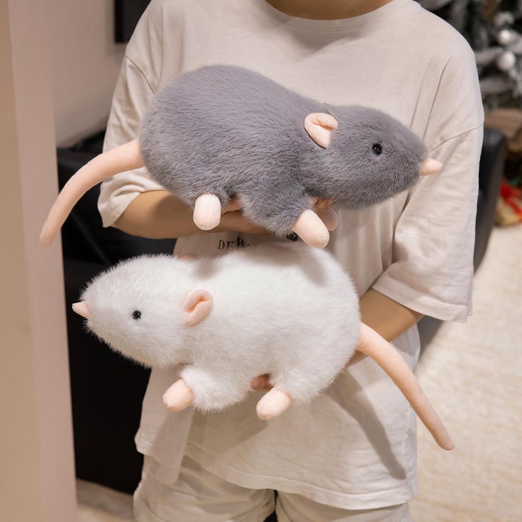 Cute Realistic Rat Plush Toy Fancy Mouse Stuffed Animal Soft Fluffy Pet Doll for Kids Adults Gift Home Decor Multiple Colors Ava