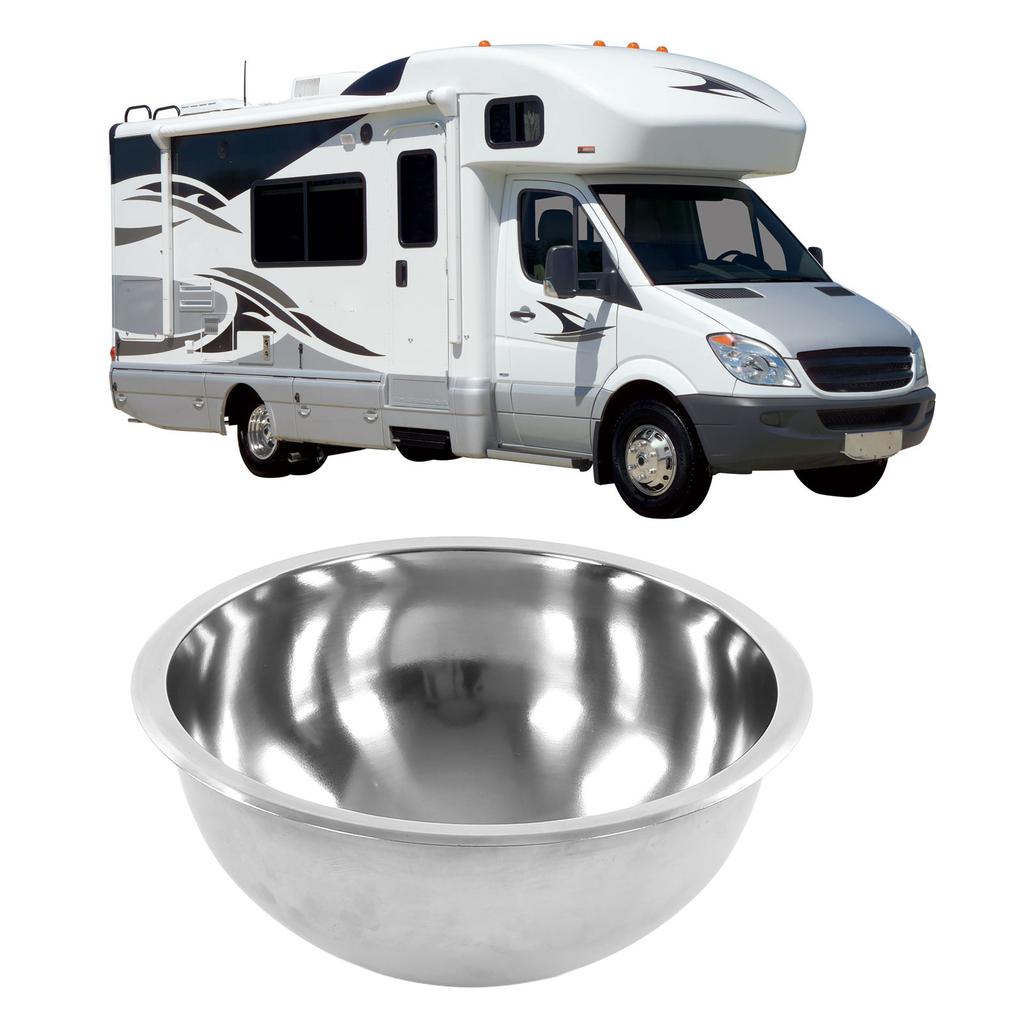 Wohnmobil Einzelbecken Spüle Rund 340mm/13.4in Durchmesser 304 Edelstahl Großes Fassungsvermögen für Camper Yacht