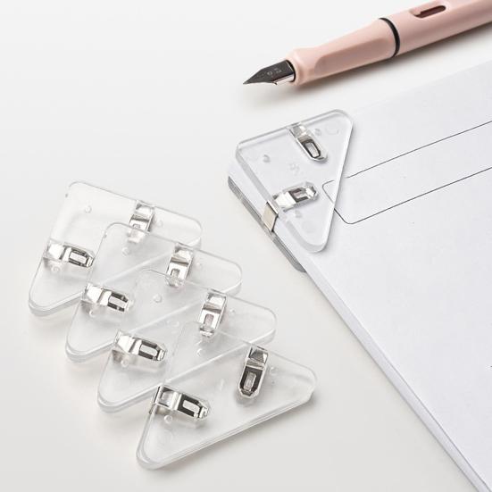 5Pcs Transparent Triangle Corner Clips Prevent Book Curling Multifunctional Document File Book Page Corner Clips Students Supplies