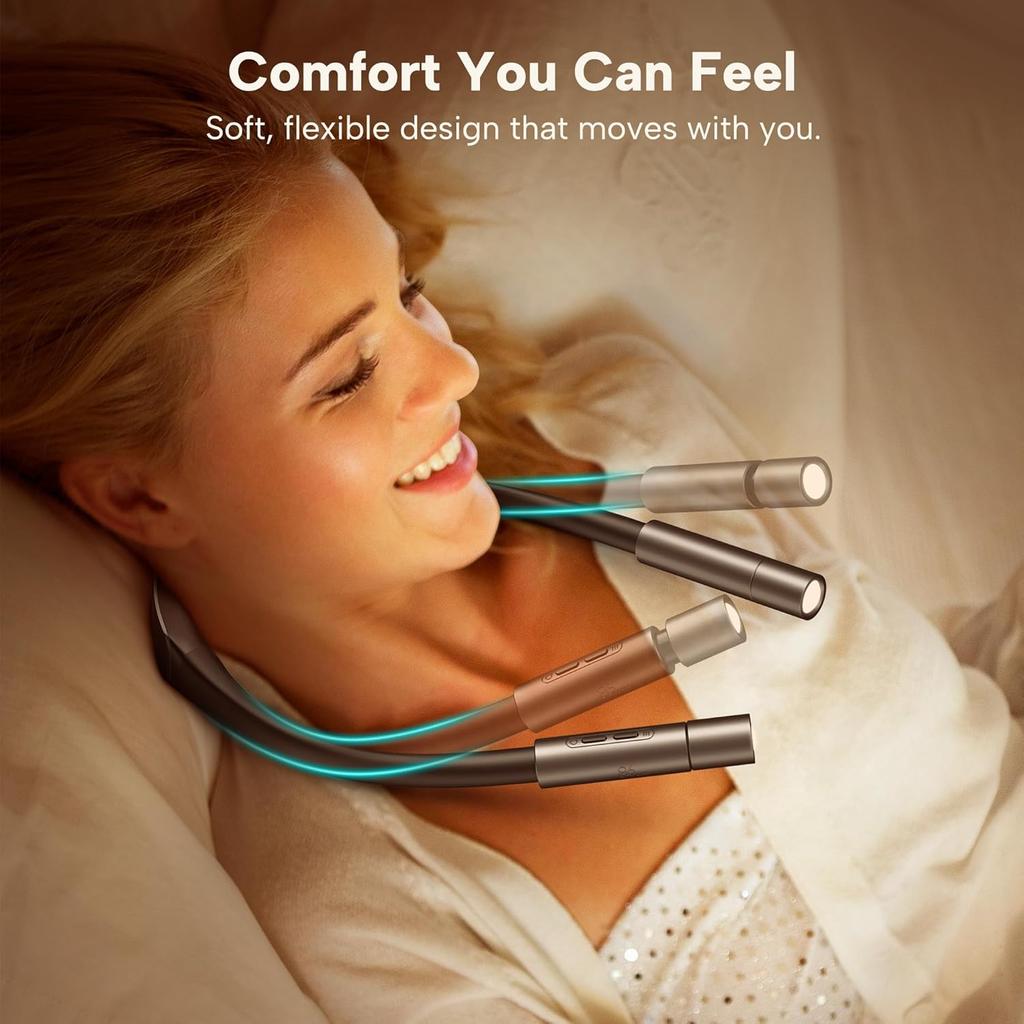 86lux LED Neck Reading Light, Book Light for Reading In Bed, 3 Colors, Hands Free, Long Lasting, Flexible Soft Lightweight Arms, Dual Focus Control