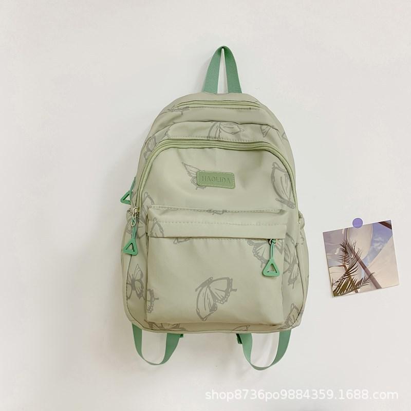 Schoolbag Japanese Ins Wind Butterfly Backpack Female, Junior High School Girls Student Schoolbag Large Capacity Travel Light Backpack