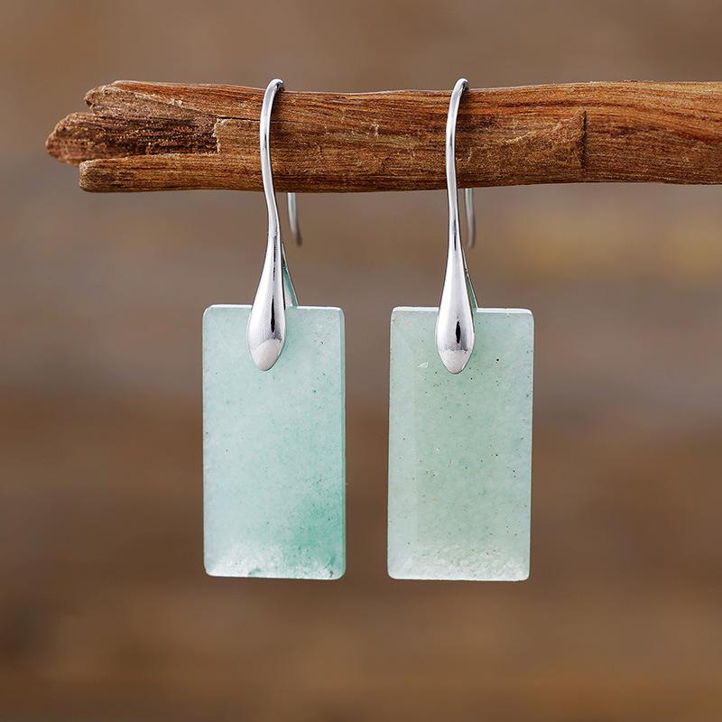 Luxury high quality new fashion light luxury rectangular tiger eye natural stone earrings earrings European and American popular jewelry
