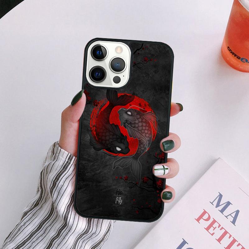 Koi Fish Yin Yang Art Phone Case For iPhone 17 Air 14 13 12 16Pro Max 15  Plus Cover Shell Max coque