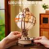 ROKR 3D Wooden Puzzle, Electric Globe, Automatic Rotation Model with LED Light and Magnifying Glass, Interior Decoration, Night Light, Atmosphere Crea