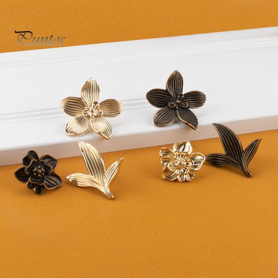 Blumenblatt-Schrankgriff, Einzelloch, robuste Zinklegierung, universeller Kommoden-/Schubladen-/Kleiderschrank-Zugknopf, Ersatz für Möbelbeschläge