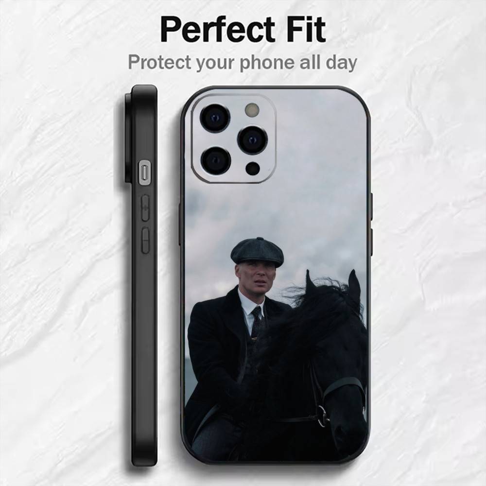 

T-Thomas Cilly S-Shelby Phone Case For iPhone17,16,15,14,13,12 Plus,Max Soft Silicone Black Cover iPhone12