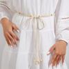 Inspired Cotton Ethnic Womens Belt Wooden Bead Pendant Fashion Waist Rope