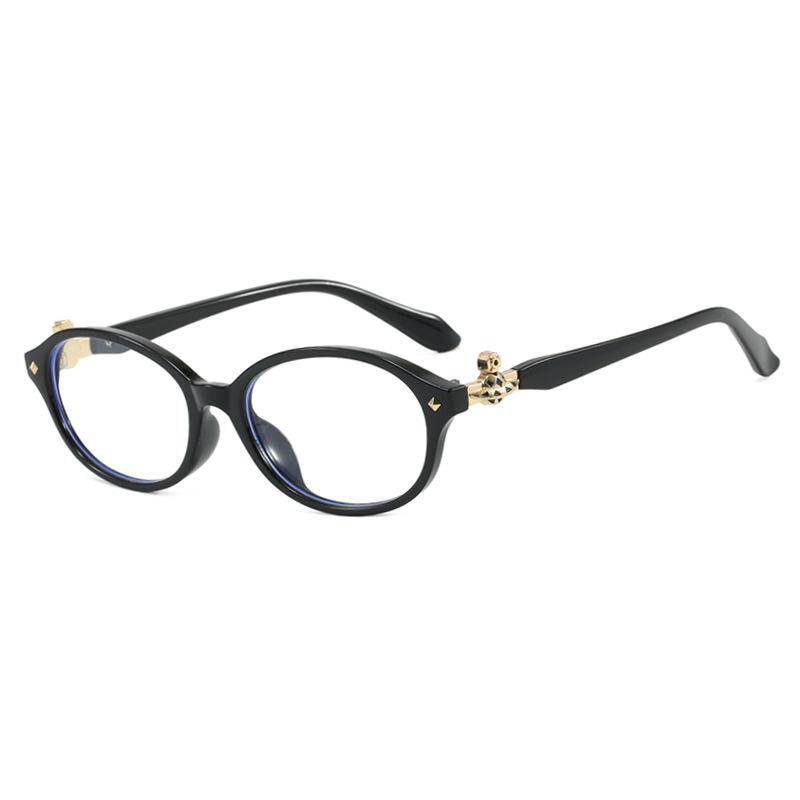 1PC Saturn Bookworm Plain Oval Flat Mirror Anti-Blue Light Glasses Frame Can Be Paired with Prescription Myopia Glasses Frame