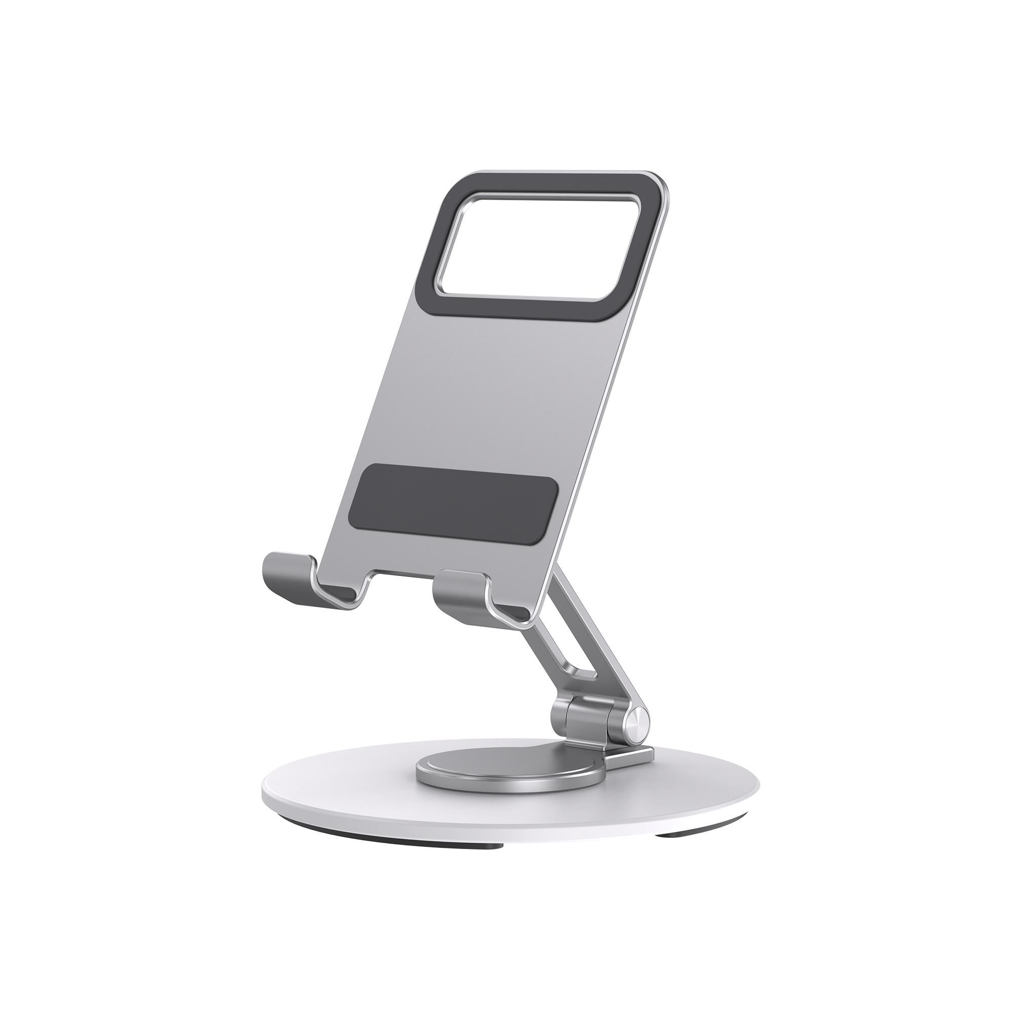 Boneruy Portable Aluminum Alloy Foldable Desktop Cell Phone Tablet Stand 360 Rotating Adjustable Mobile Phone Holder Indoor Use серебряный