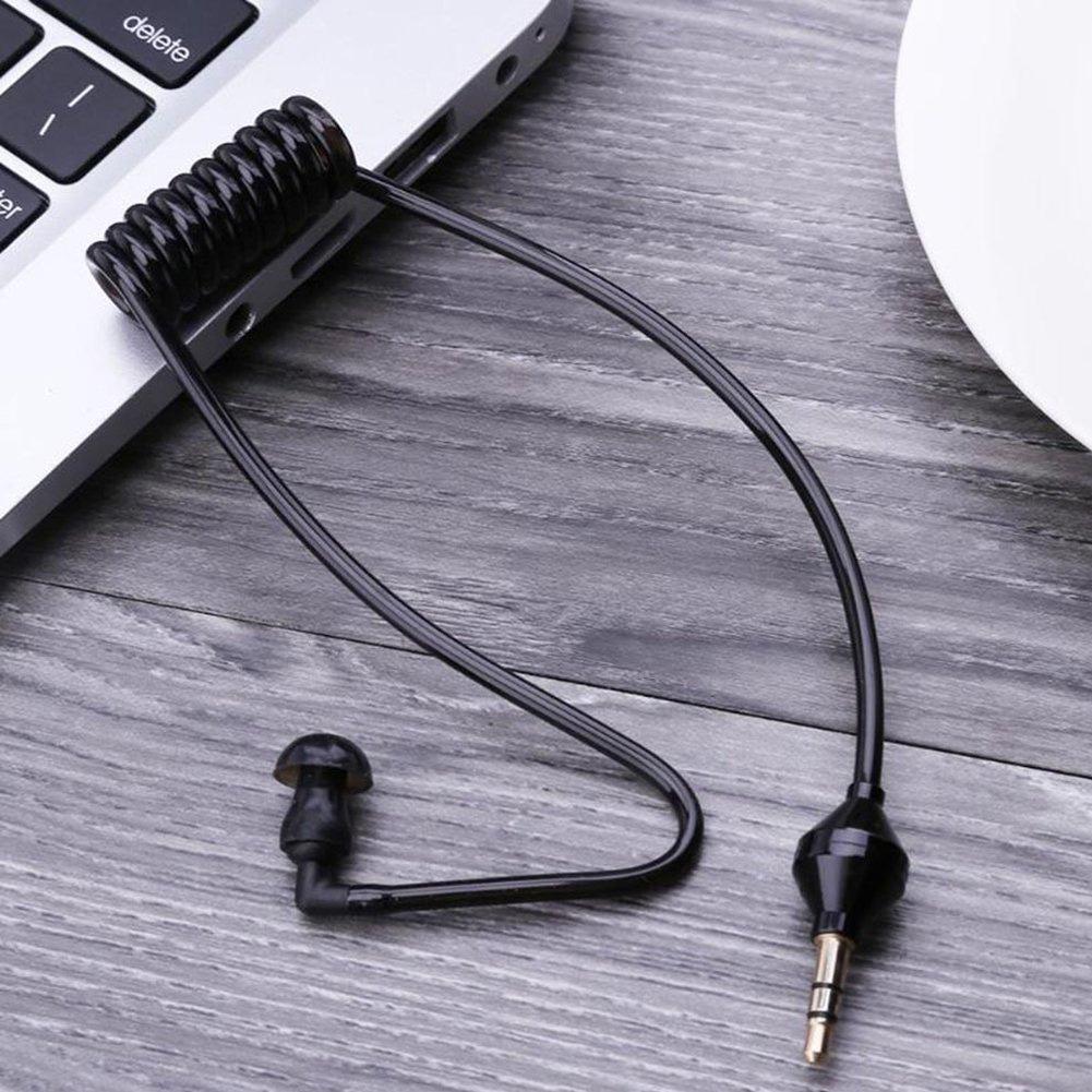Mobile Phone Black Monaural Wired Earpiece Air Tube Anti Radiation In Ear Stereo Earphone