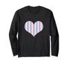 Cute Pastel Blue, Pink, and White Striped Minimalist Long-sleeved T-shirt