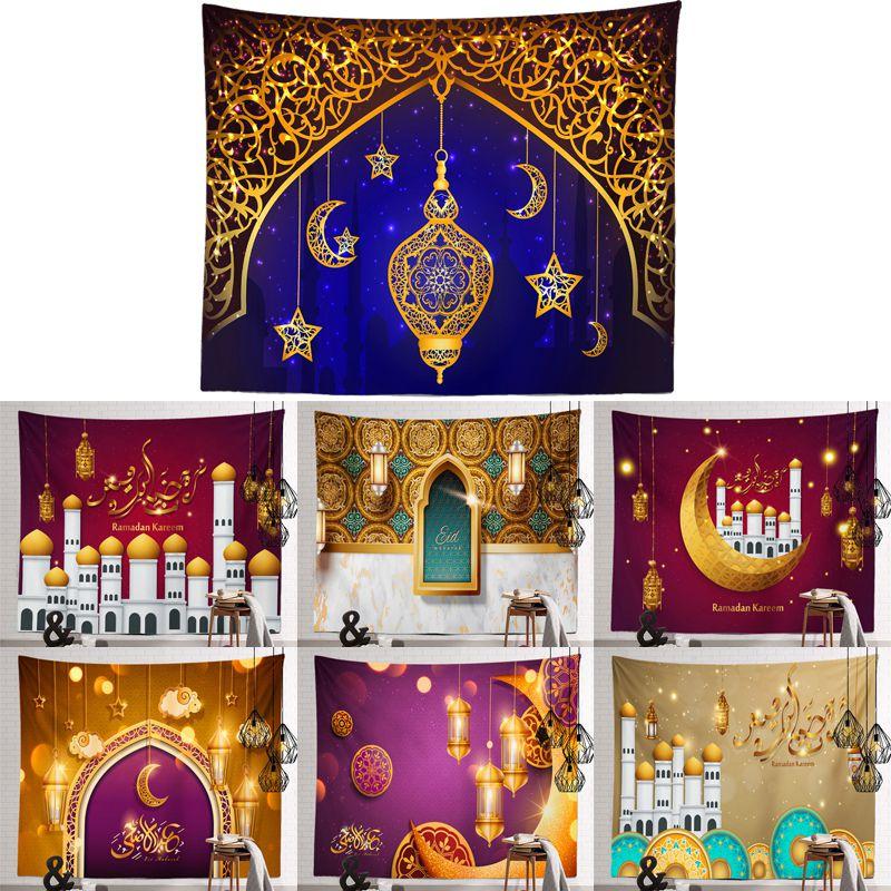 Tapestry Mubarak Eid Wall Hanging Decor Moon Star Muslim Background Ramadan