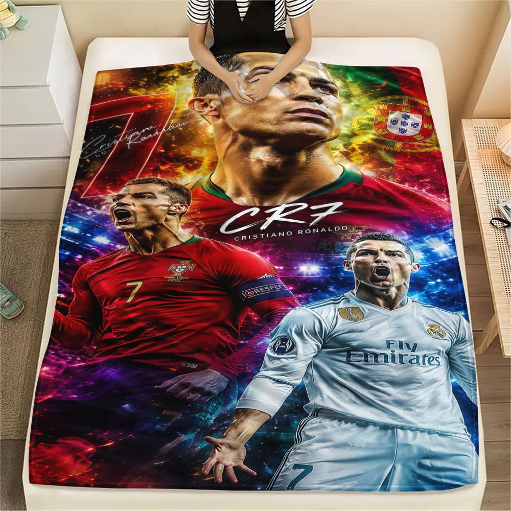 1PC CR7 Patterned Flannel Blanket Suitable For All Seasons for Home Decor Warmth and Comfort Gifts Holiday Present