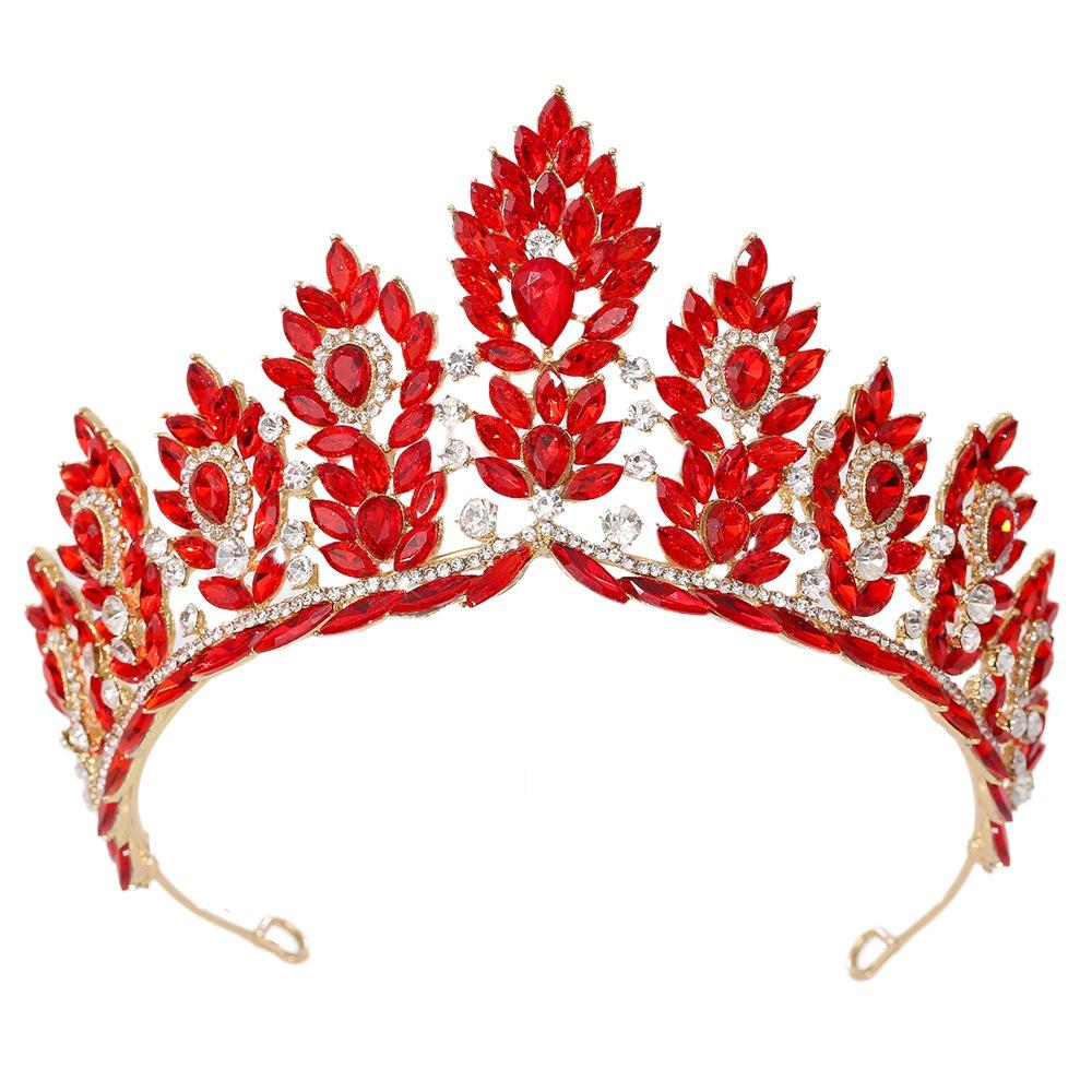 Sparkling Zinc Zinc Alloy Princess Crown Elegant Bridal Headwear Trendy Rhinestone Diadem Stage Performances красный
