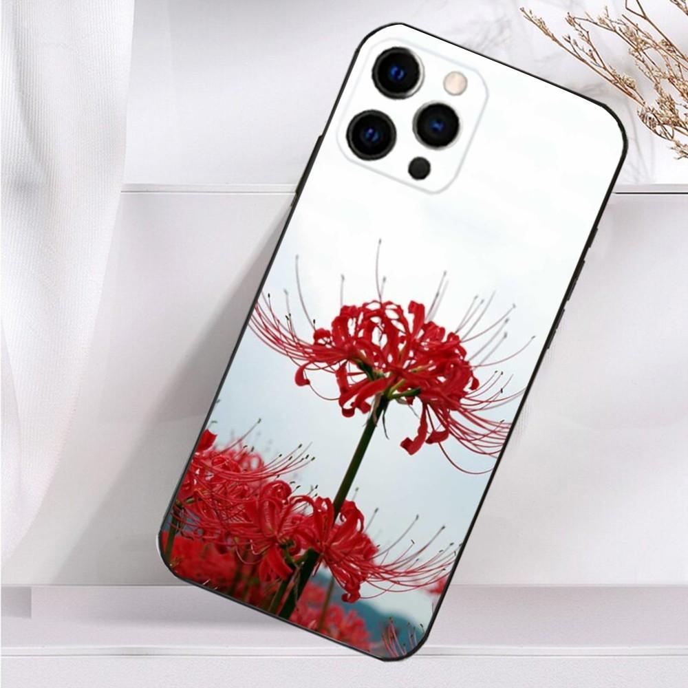 Rote Spinnenlilie Handyhülle Für iPhone 16,15,14,13,12,11 Plus,Pro Max,XS,X,XR,SE,Mini,8,7 Weiche Silikon Schwarze Hülle