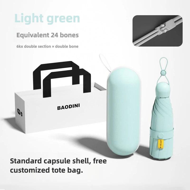 Mini-Damenregenschirm Kleiner Taschen-Fünffach-Sonnenschirm Sonnenschirme Sonnenschutz UV-Schutz Kapselschirm Sonnig und Regnerisch