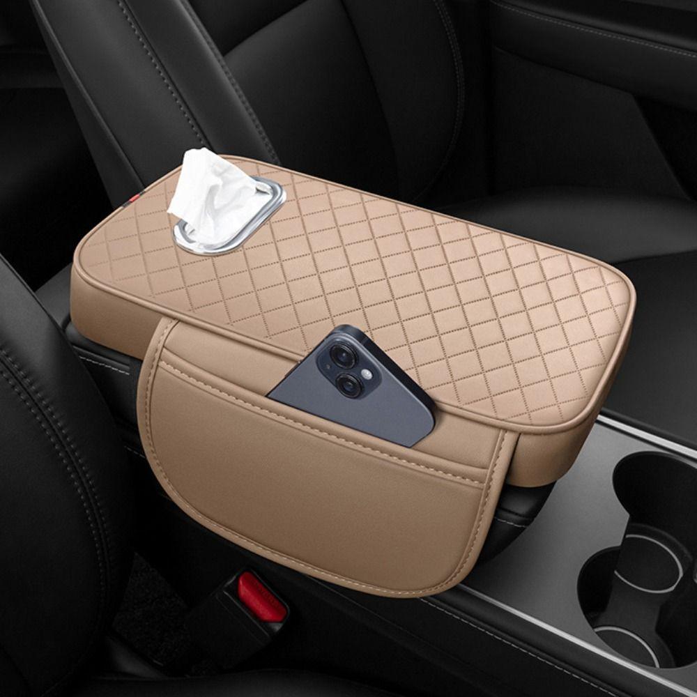 Dust-proof Car Armrest Cover Height Pad With Tissue Storage Armrest Box Storage Bag  Elbow Support