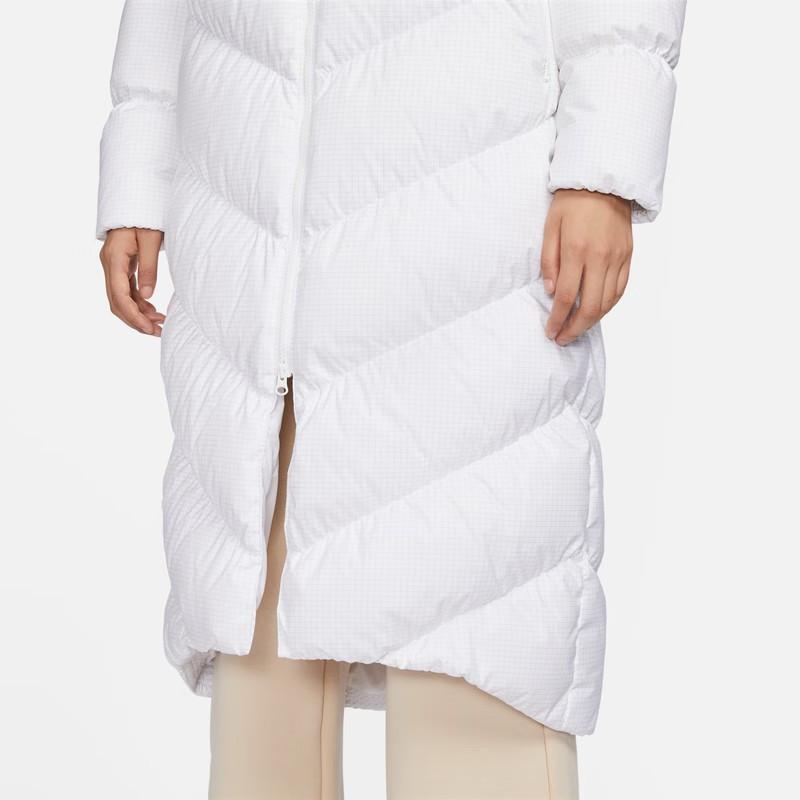 Nike Solid Color Hooded Long Casual Down Jacket Women Outerwear White FD8213-100