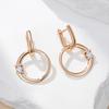 Fashion  Rose Gold Color Glossy Hollow Round Drop Earring For Women Unusual Shiny Natural Zircon Daily Fine Jewelry