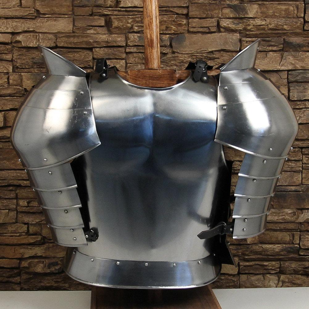 Medieval Hand Forged Knightly Armor Set - Functional Historical Replica 18 Gauge Polished Steel HEMA LARP Cuirass Paldron Set