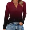 Women's Fashion Casual Lapel Short Long Sleeve Print Shirt Women's V-Neck Tops