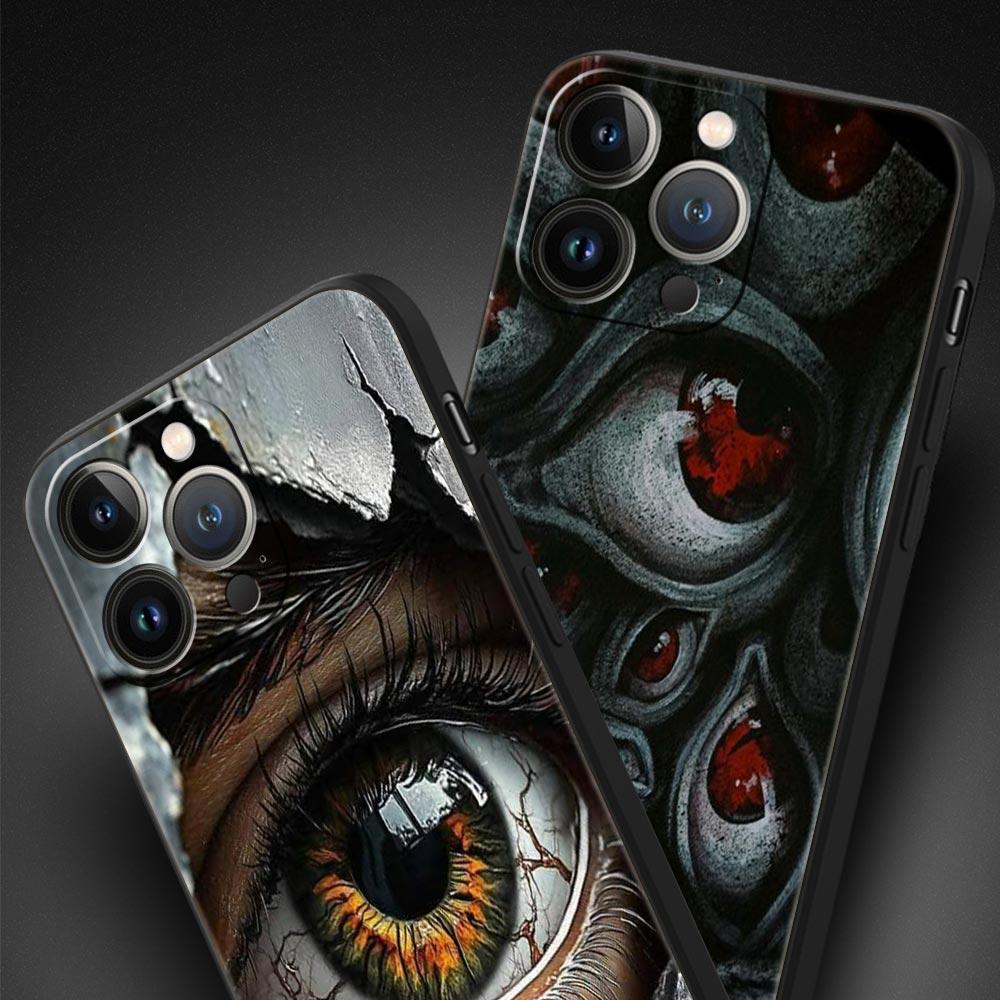 Scary Devil Eye Pattern Phone Case For iPhone 17 16E 15 16 14 13 12 11 Pro Max 7 8 Plus Soft TPU Back Cover