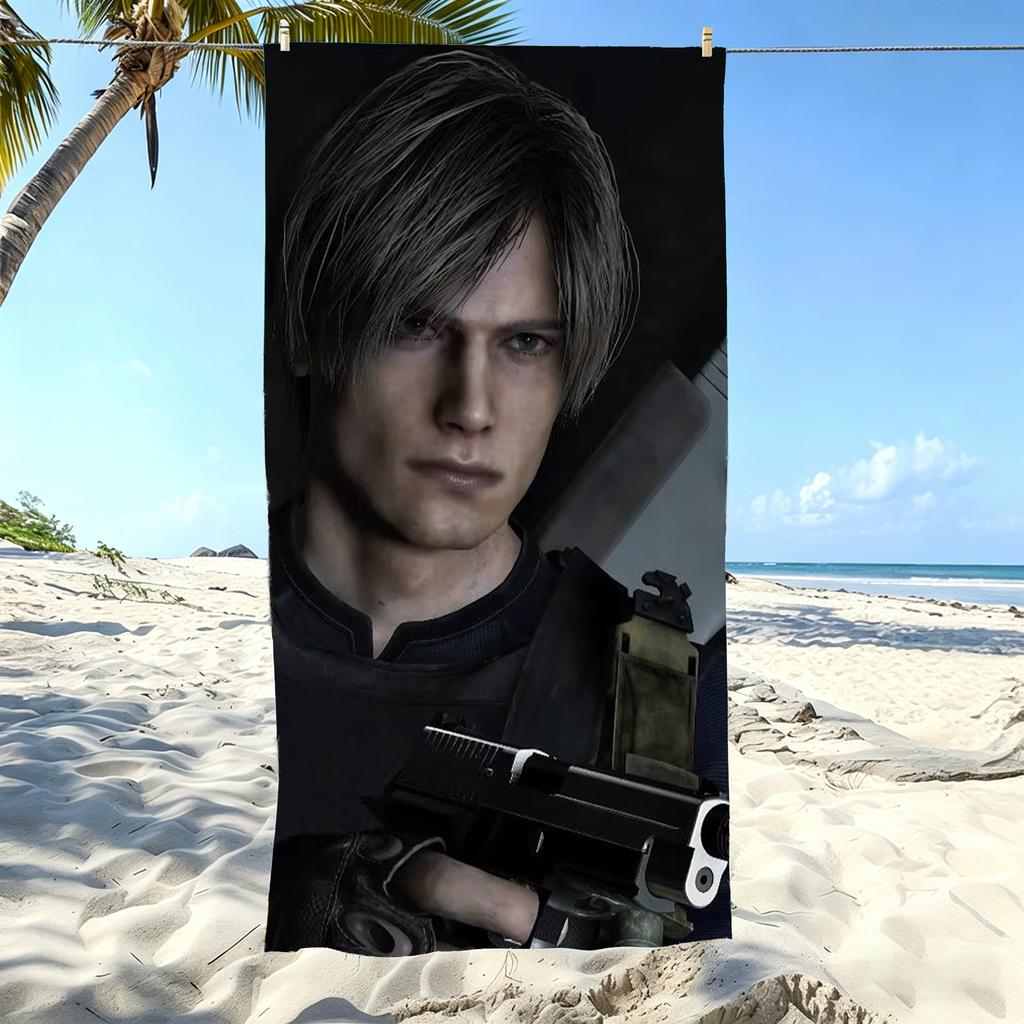 R-Resident E-Evil Leon Kennedy Microfiber Beach Towel Quick Dry Sand Free Soft Absorbent Pool Gym Sports Towel Beach Accessories