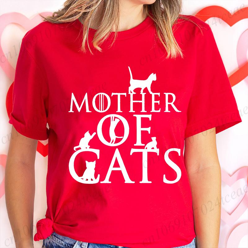 Mother of Cats Design Women Tshirt Tops Short Sleeve O Neck Women Tshirt Ladies Fashion Tee Shirt Tops Clothes Camisetas Mujer