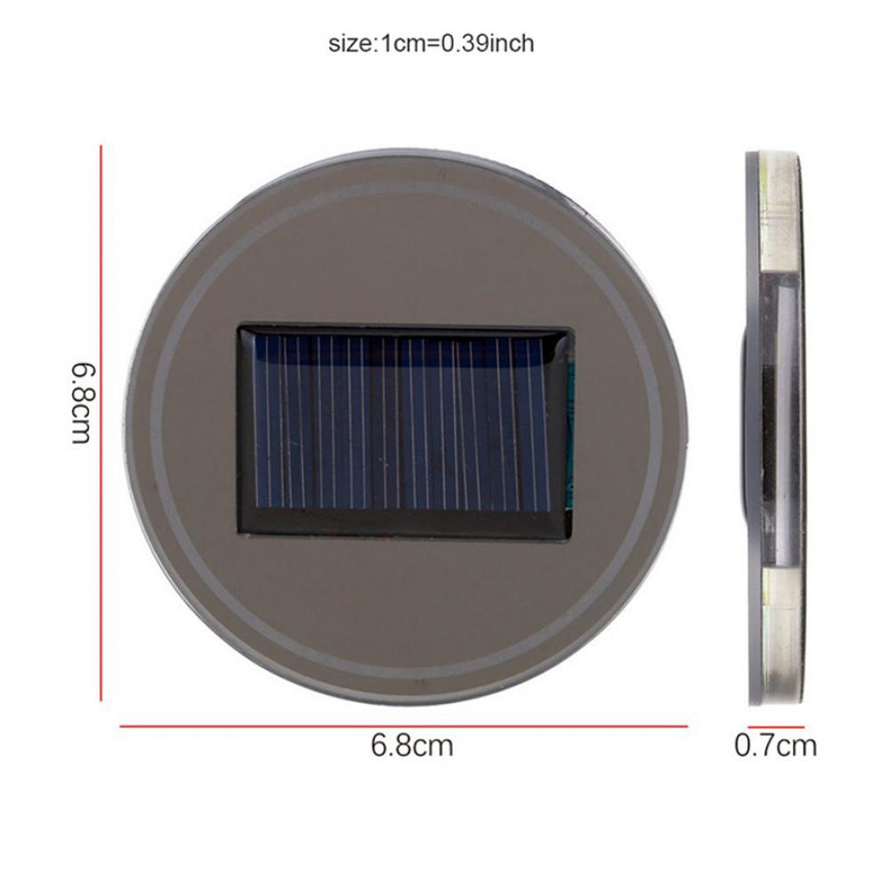 Pair 68Mm Round Solar+Usb Charging Car Cup Holder Bottom 7 Color Rgb Led Lights