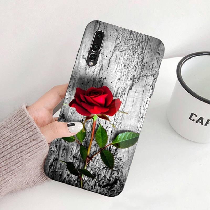 

Чехол для телефона с цветком красной розы для Huawei P50 P40 P30 P20 Pro Mate 40 30 20 Pro Nova 9 8 7 PC, стеклянный чехол для телефона Huawei Nova7 Pro