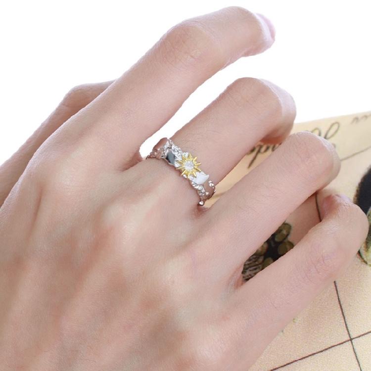 Love Inspired Sun And Moon Couple Rings Love Symbol Sun Moon Couple Rings Adornment Delicate Gift for Valentines Day