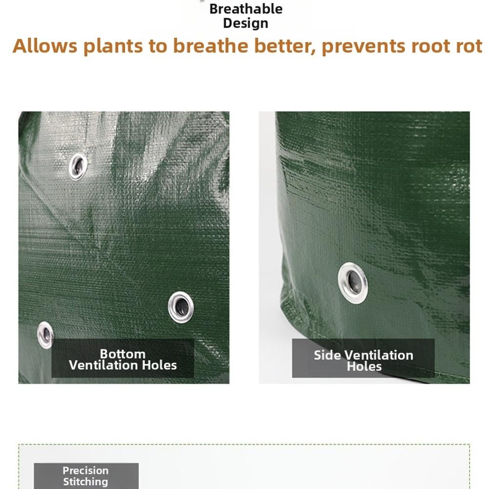 PE Potato Planting Bag Breathable Vegetable Grow Container With Handles For Root Crops Gardening Tool Dark Green Black