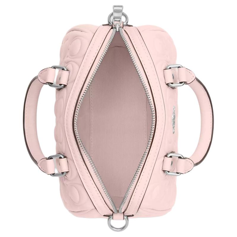 COACH Rowan 17 Printed Logo Smooth Leather Shoulder Crossbody Handbag Small Women's Silver Blush