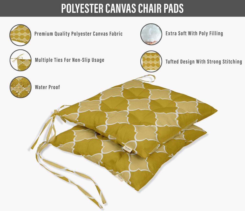 Vargottam Indoor Outdoor Tufted Printed Square Seat Patio Cushion Set Of 2 Water Resistant Patio Furniture Seat Cushion 19-inches, Brown |