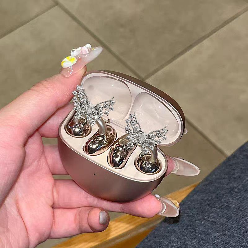 Butterfly Crystal Earbud Clip 1PCS Detachable Elegant Earphone Decor Jewelry Waterproof Accessory for Rainy Day Use